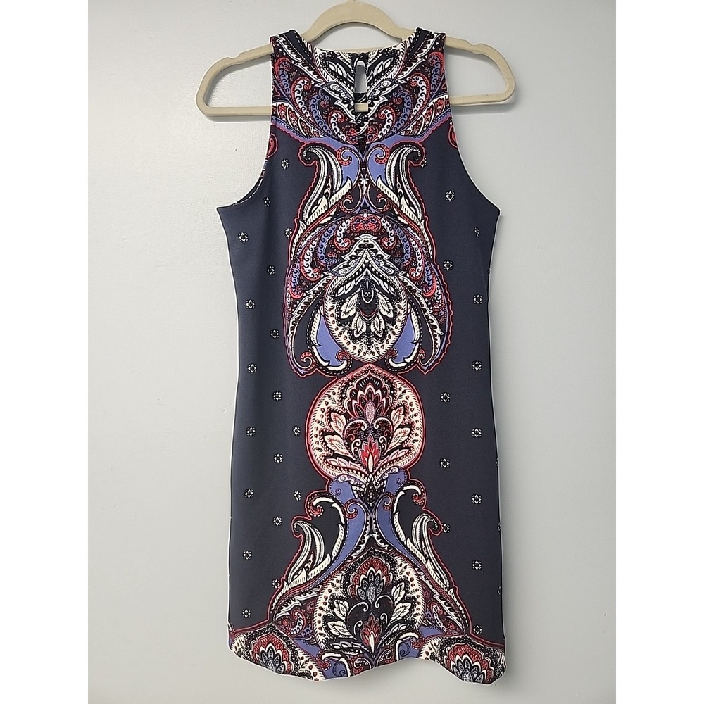 Banana Republic Womens Sheath Dress Stretch Navy Paisley Print SZ 6 - Picture 3 of 6